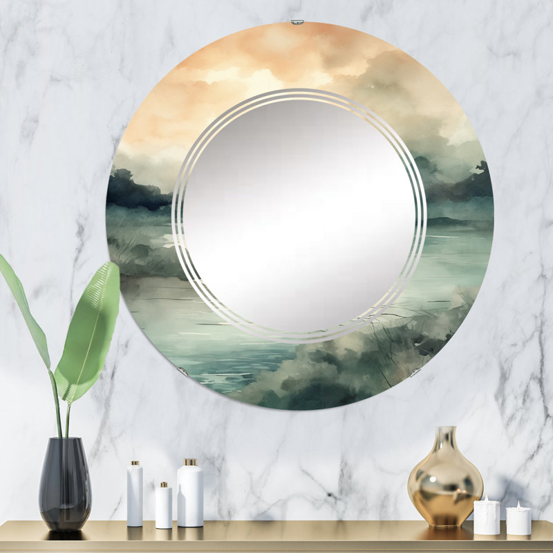 Villalte - Miroir mural rond Lake, 32 po x 32 po