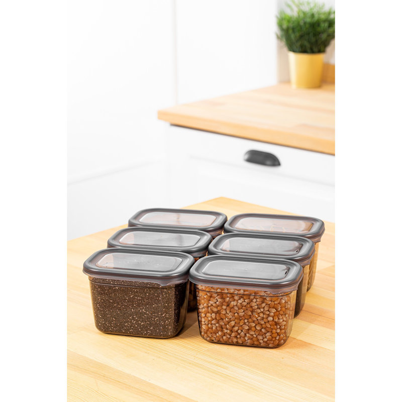 Durable Storage Box Set (6 Pieces), Anthracite Color, 5.5 x 3.9 x 3.9 Inches | 100% BPA-Free Plastic, 27.1 fl oz Capacity | Dishwasher-Safe, Ideal for Organizing Kitchen, Home, and Office Spaces