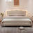KING-Boucle Upholstered Solid Wood Bed Frame Soft Cloud Headboard Low Profile Bed Frame with RGB LED Lights（No Mattress Included）-119729697-119729694