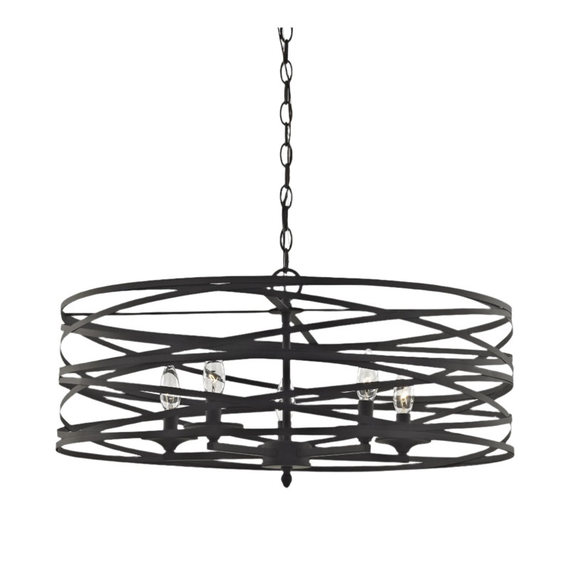 Lustre cage 4 lumières - Fer vieilli, Noir mat