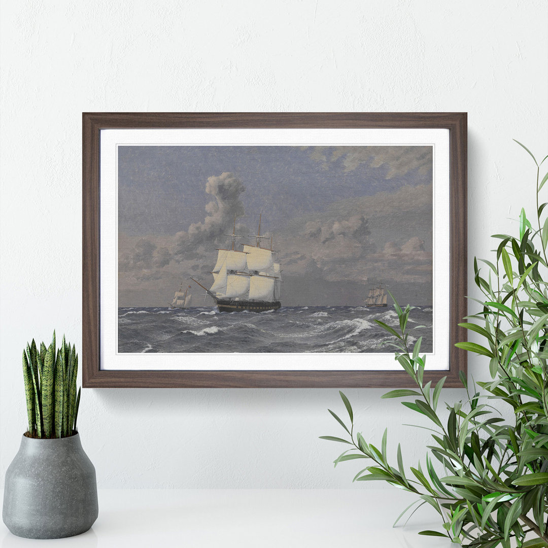 A Frigate Ship by Christoffer Wilhelm Eckersberg - Picture Frame Painting