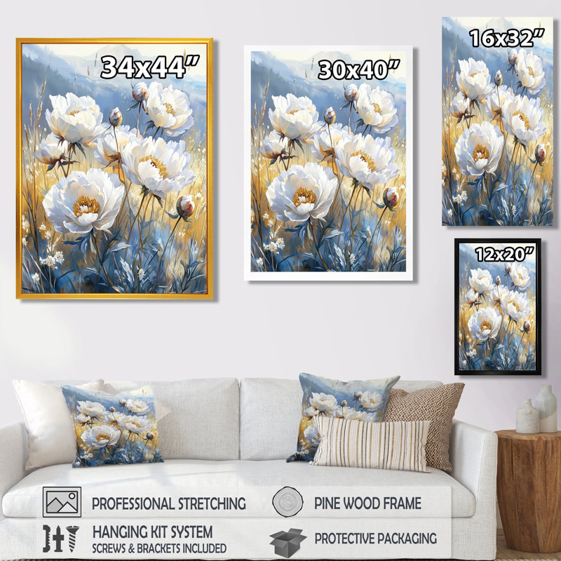Bartram - Floral Wall Art, Noir, noir, noir, noir, H 20 po x l 12 po, Reproduction encadrée d'une seule photo