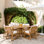 Ensemble de salle à manger de patio 7 pièces en bois d'acacia avec chaises ergonomiques et coussins amovibles