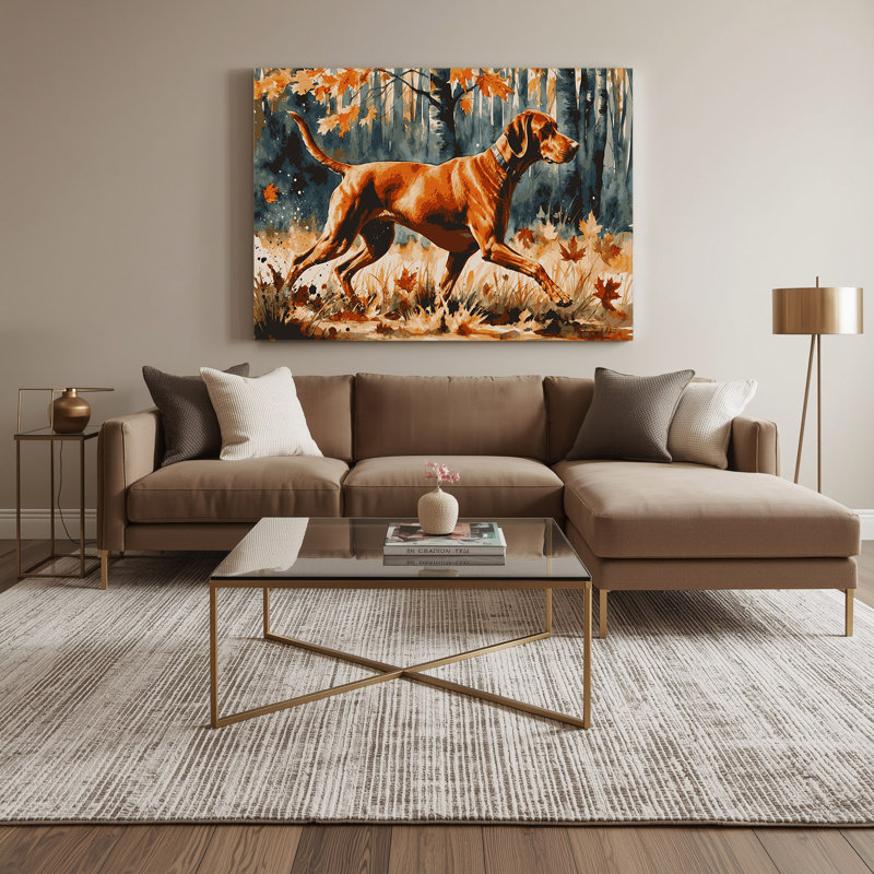 Chiens, art mural sur toile brune Vizsla, H 11 po x l 14 po