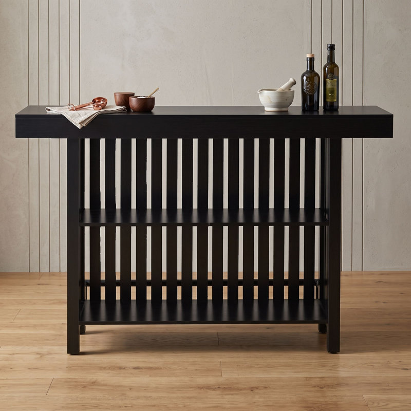 Buffet 3 en 1, table haute et table de bar avec rangement pour bouteilles de vin, Noir