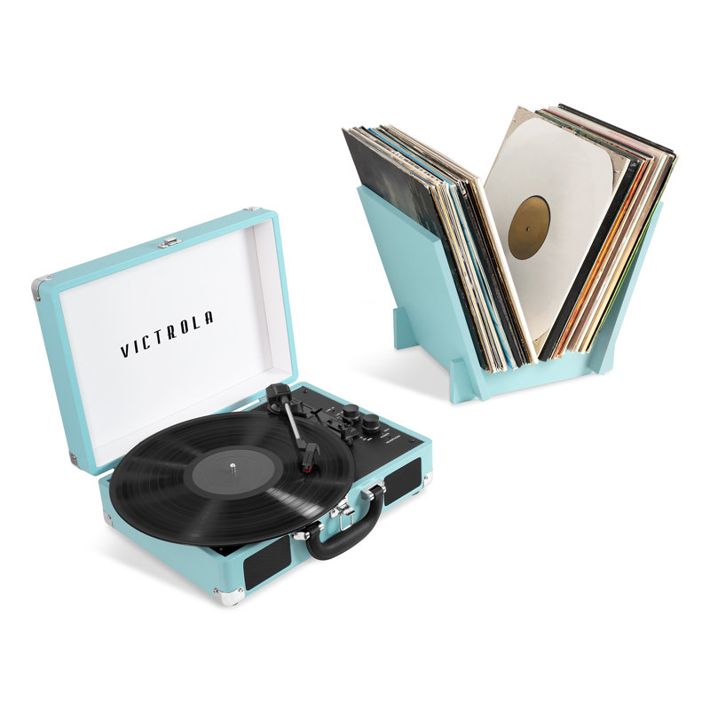 Decorative Record Player, Turquoise