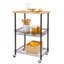 24" Steel Kitchen Cart with Solid Wood Top and Locking Wheels