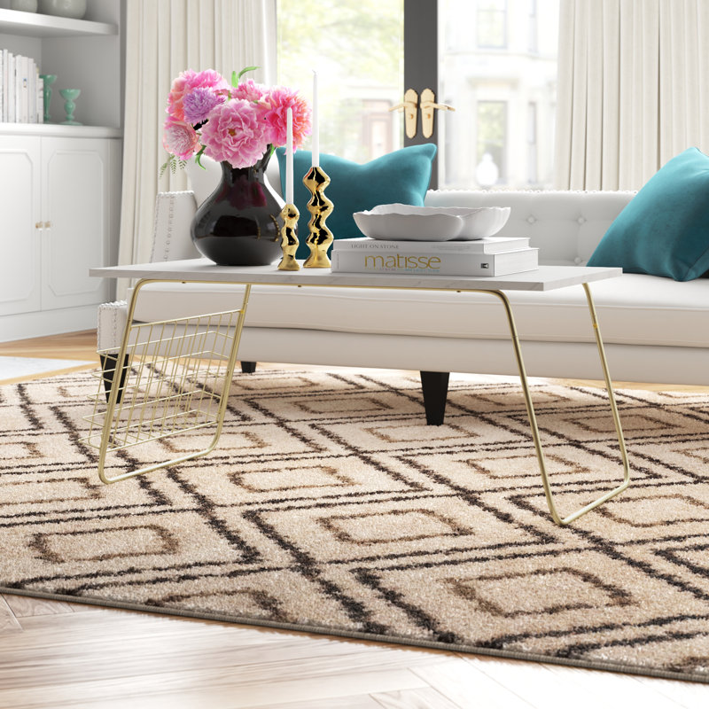 Lulu Sled Coffee Table, White Marble, Gold