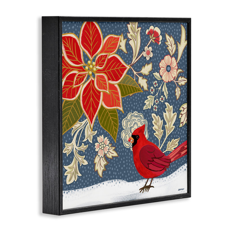«Winter Cardinal in Snow», art de la giclée encadrée par Levison Design, H 12 po x l 12 po, Giclée encadrée noir minuit