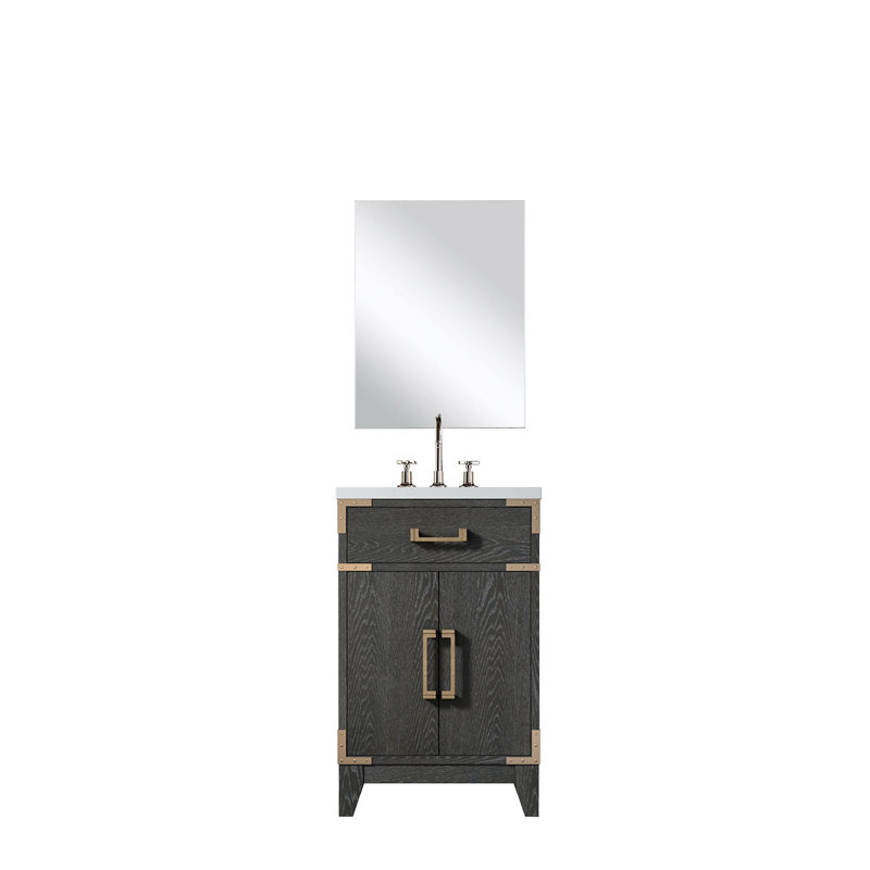 Ensemble de meuble-lavabo simple, miroir en acrylique et robinet Laurel l 20 po x P 18 po, Chêne noir