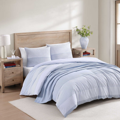 Tommy Hilfiger Modern Windowpane Cotton Reversible Duvet Cover Set