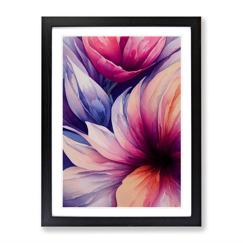 Stunning Watercolour Flowers No.2 - Single Picture Frame Painting, 34cm H x 25cm W x 2cm D, Black Framed