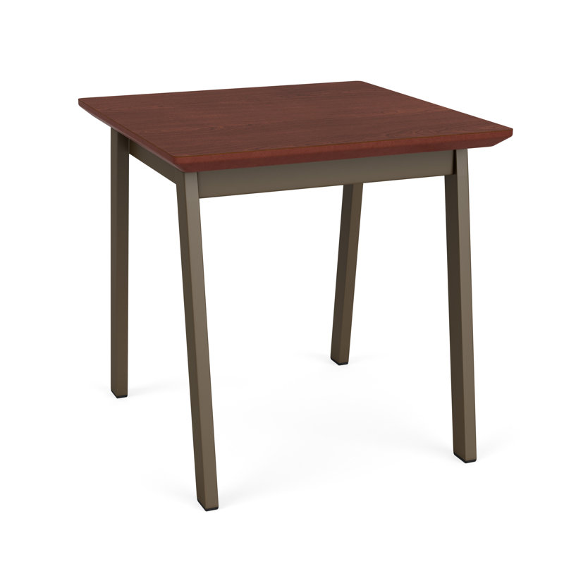 Newport Waiting Reception End Table Metal Frame 20x20" High Pressure Laminate Top, Bronze, Canyon Cherry HPL
