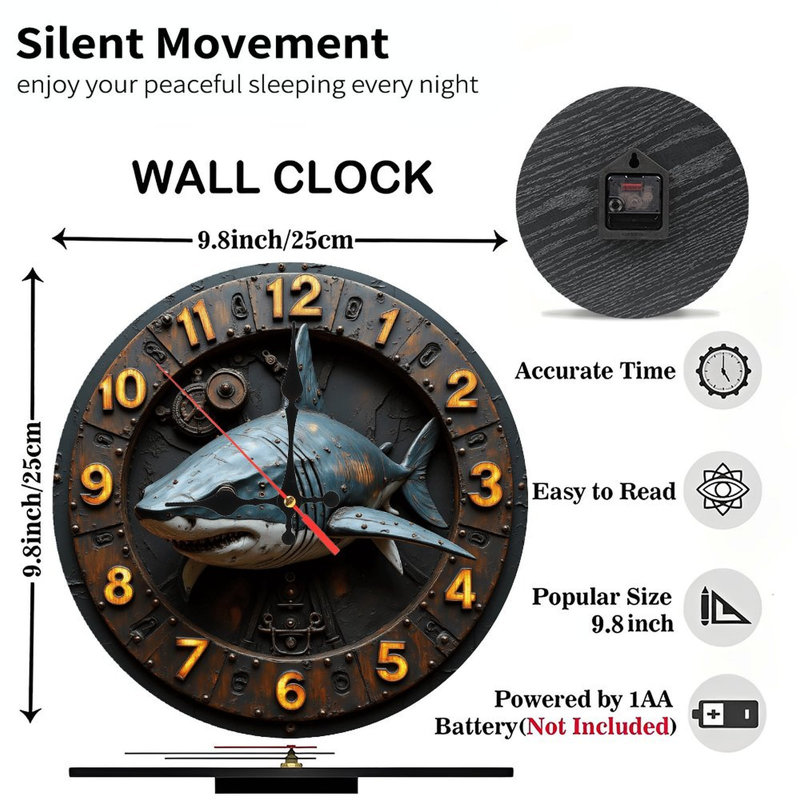 Horloge murale requin
