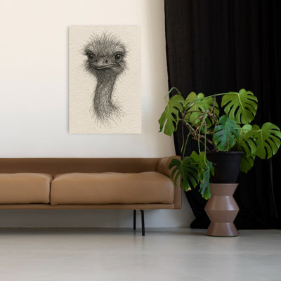 Friendly Emu Sketch Contemporary Bird Wall Art Print 1 Piece Wrapped Canvas Wall Art