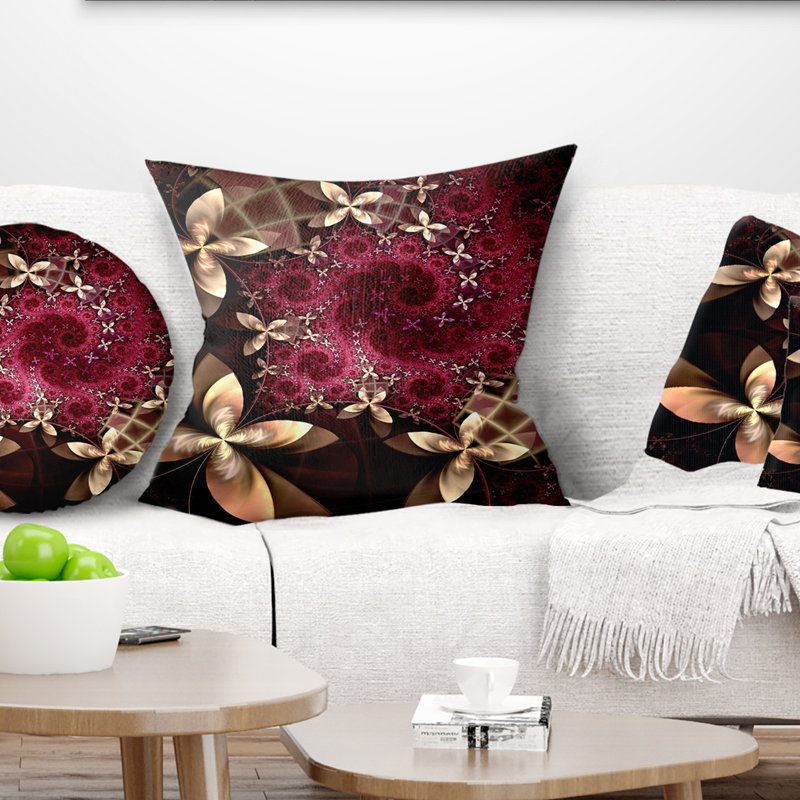 Coussin décoratif à motif fleur abstrait, 16 po x 1 po, Coussin décoratif