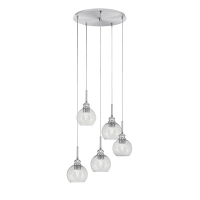 Edge 5 Light Cluster Pendalier Shown With 5.75" Bubble Glass