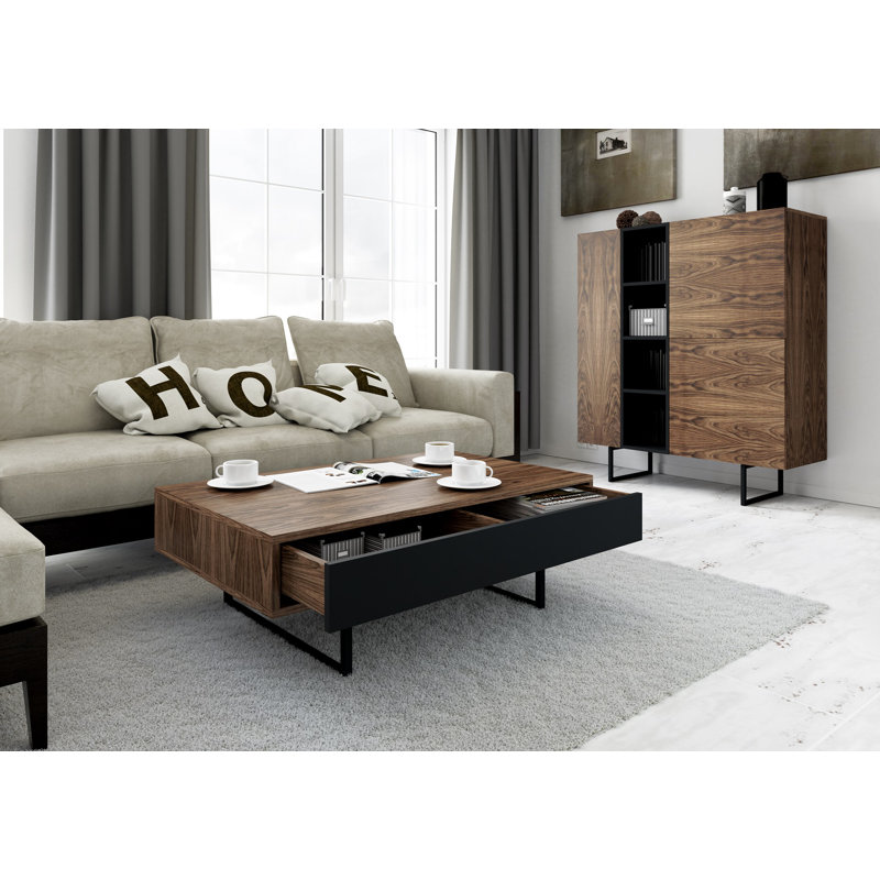 Largo Sled Coffee Table with Storage, Walnut/Black