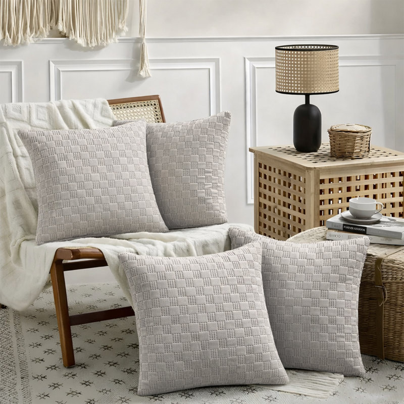 Albelo Square Throw Cushion Pad, Silver