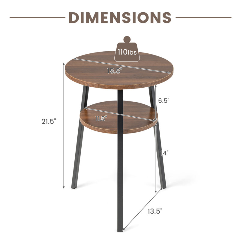 Table de chevet en acier Millsmith, Brun foncé