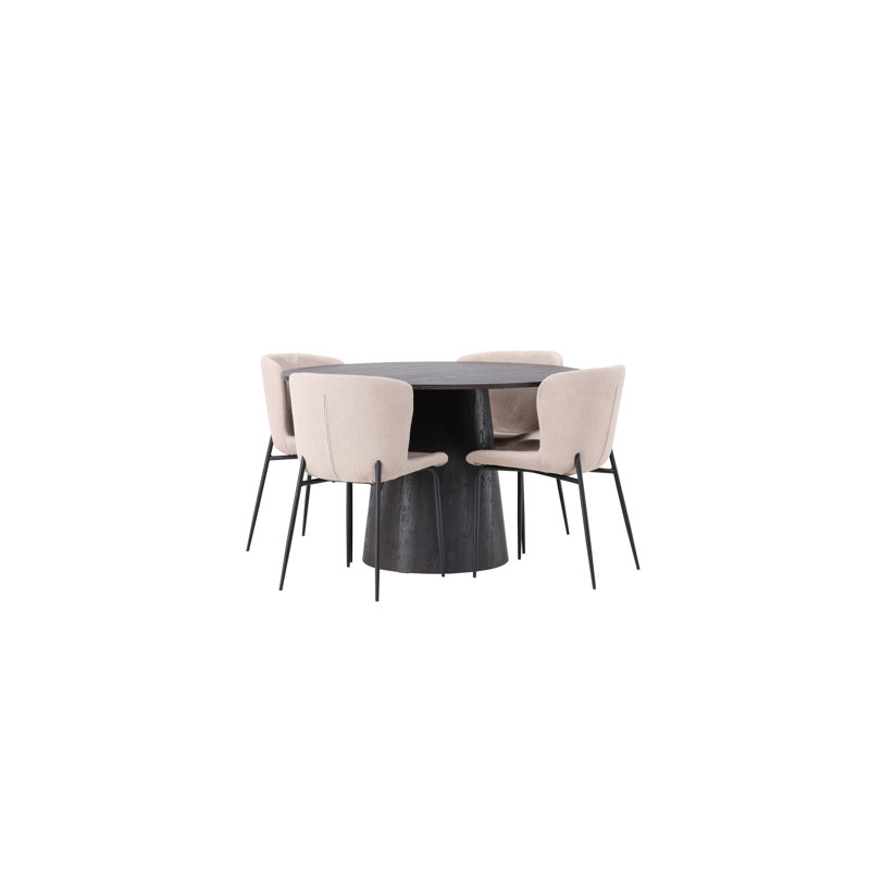 Christie 4 - Person Dining Set, Beige, Beige, Black