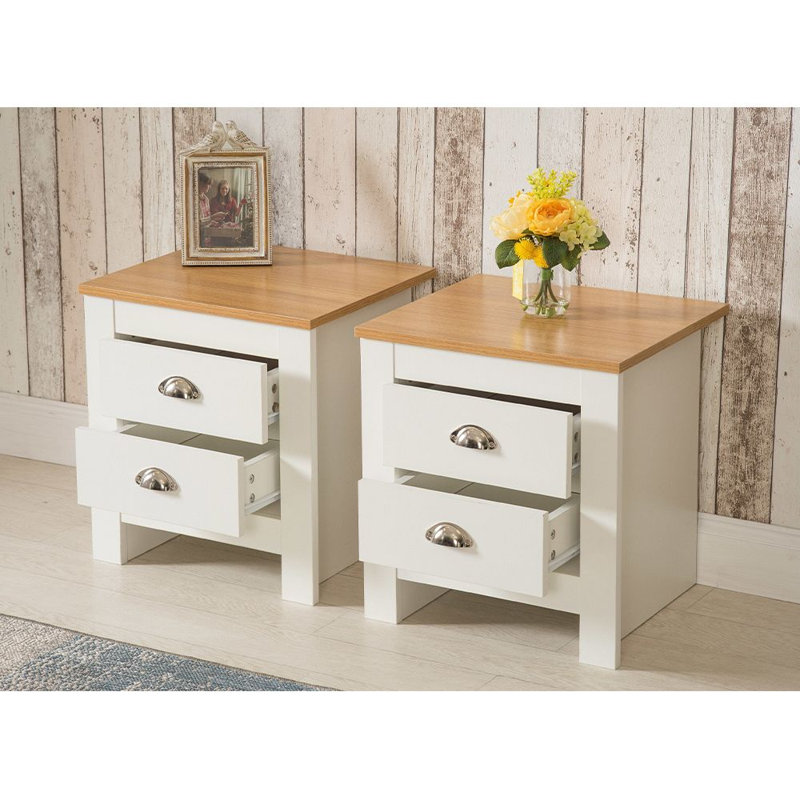 Amarelis 45cm W Manufactured Wood Bedside Table, White