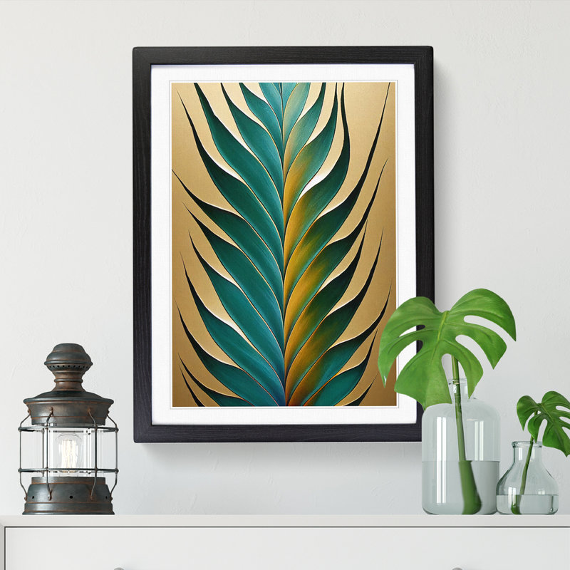 Tektas Fern Leaf Classic Art Vol.3 - Picture Frame Print, 64cm H x 46cm W x 2cm D, Walnut