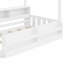 Lit de sol Montessori Arborin double en bois avec bibliothèque, étagères de rangement et cadre de baldaquin-135444817-135444818