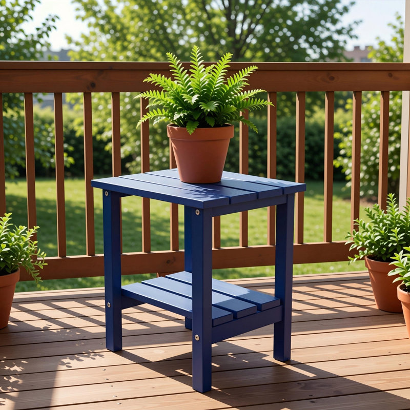 Table d'appoint extérieure carrée Adirondack en bleu, H 12,4 po x l 16,5 po x P 15,8 po, Marine