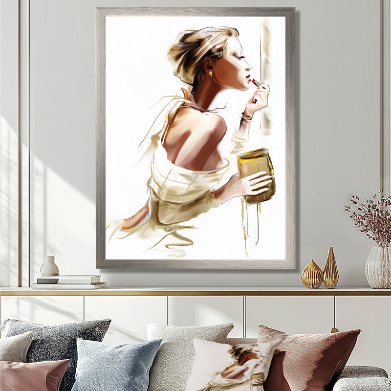 Fashion Fashion Portrait, impression numérique, H 40 po x l 30 po, Avec cadre, Argent argent