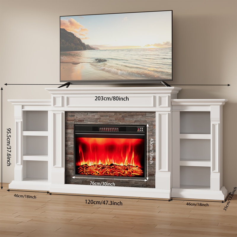 Winston Porter 80" Electric Fireplace Mantel & TV Stand
