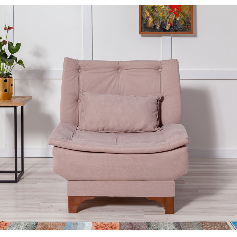 Fauteuil convertible capitonné l 29,53 po Crosland, Tricot beige