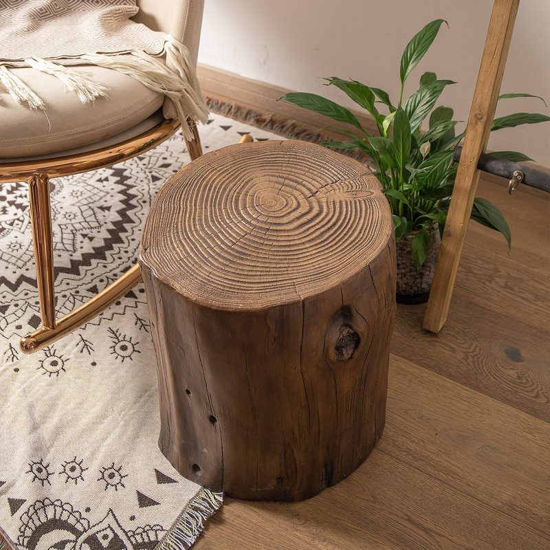 Chariese 15'' Outdoor Concrete Side Table, Dark Brown, 1
