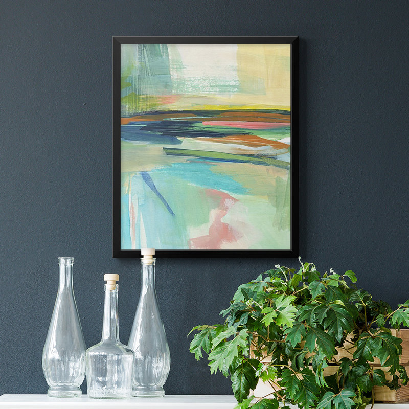 Toile encadrée de qualité supérieure Radiant Horizon II - prête à être accrochée, Noir, H 20 po x l 16 po
