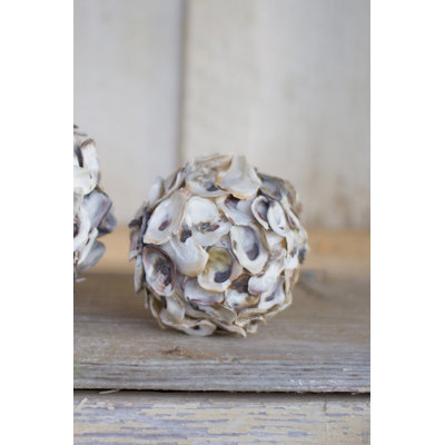 Kalalou Oyster Shell Sphere – 4.5" Natural Decor Ball Set of 4