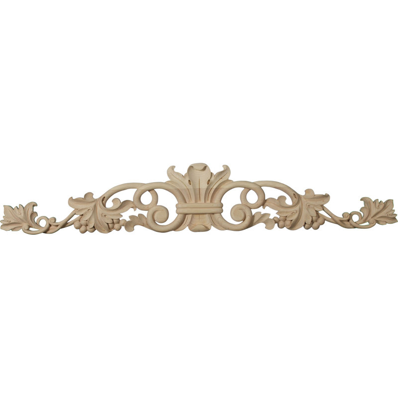 Marseille Center with Scrolls, 3 1/2"H x 12"W x 5/8"D, Alder