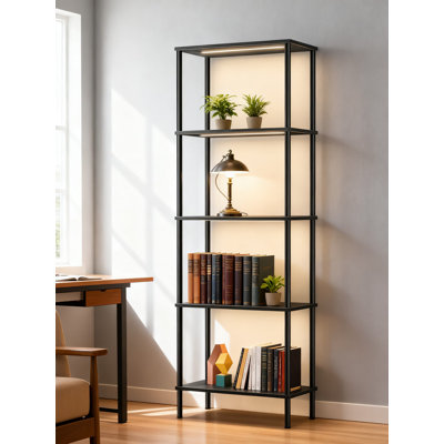 Bibliothèque à 5 niveaux à DEL avec télécommande, bibliothèque à intensité variable avec 3 températures de couleur, grande tablette moderne pour le salon, la chambre à coucher et le bureau personnel