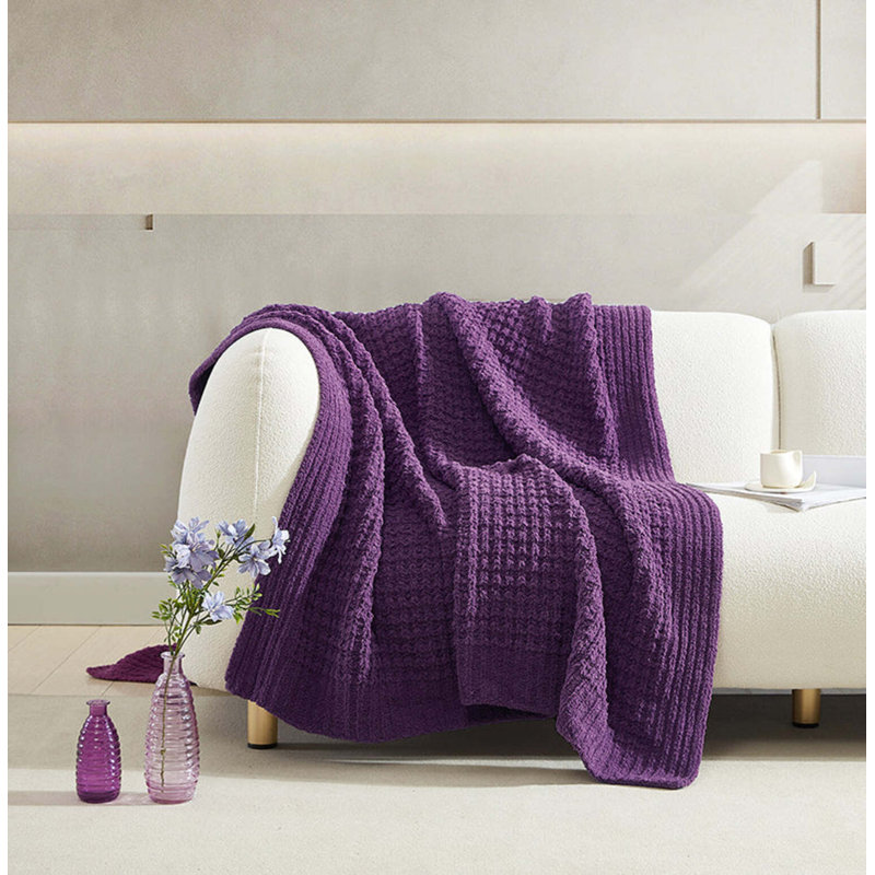 Waffle Throw Blanket, Grape