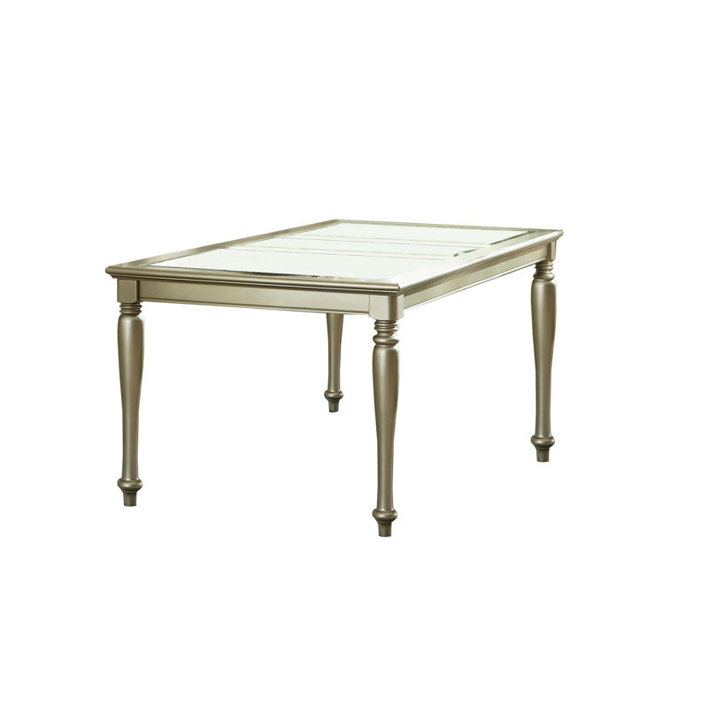 Jharana Extendable Glass Top Solid Wood Base Dining Table