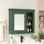 Armoire de rangement murale avec miroir et 3 tablettes ouvertes-129607231