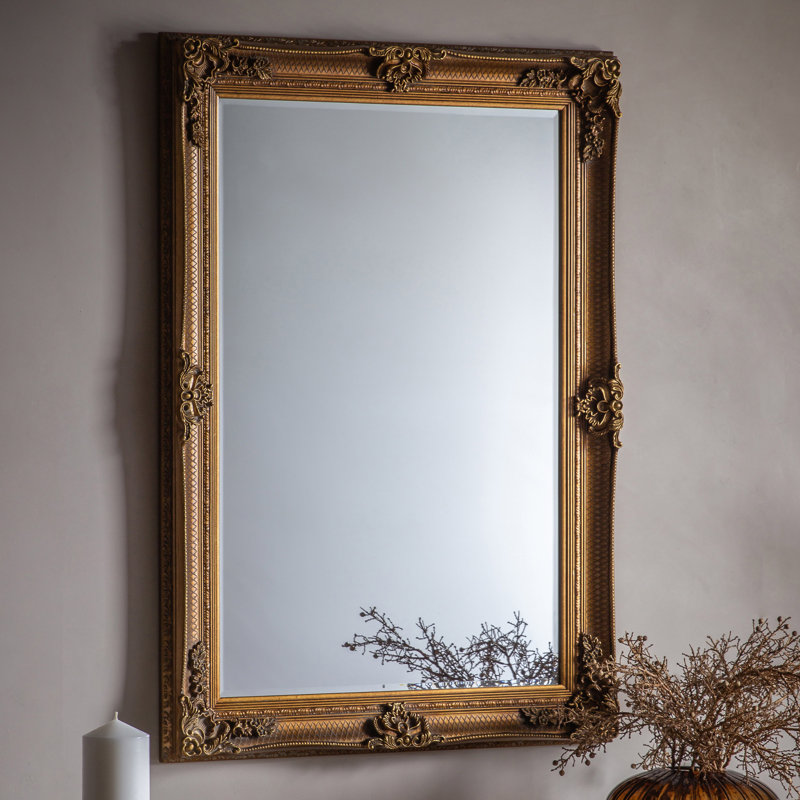Lindsay Wood Flat Wall Mirror, Gold