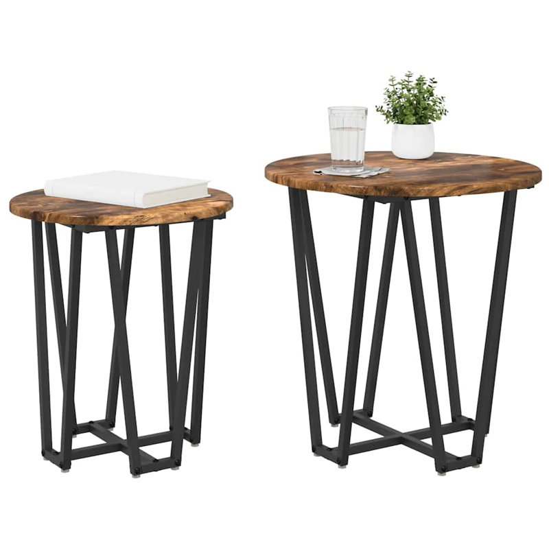  Side Table Set 2 Pcs Old Wood And Black 50 X 50 X 50.5 Cm, Smoked Oak