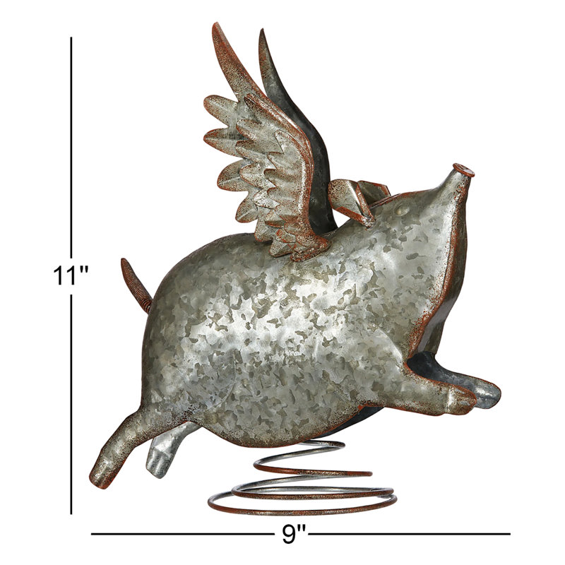Galvanized Flying Pig 