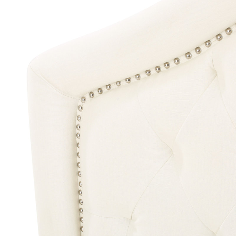 Queen & Full Sized Headboard In Contemporary Style, Upholstered With Button Diamond Stitch Fabric, Nailhead Accents, Assembly Required Captivating