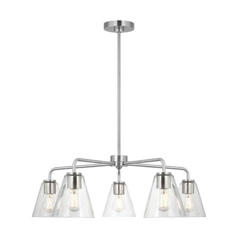 Lustre à cinq lumières Hayden, Transparent, Nickel brossé