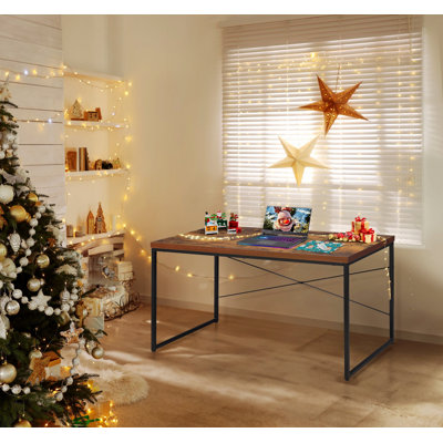 Writing Desk With Wooden Top And Metal Legs