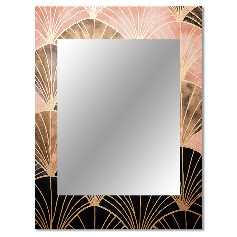 Rose doré Radiance - miroir mural formes abstraites, miroir décoratif moderne, impression d'art en métal, 40 po x 30 po