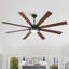 Ventilateur de plafond moderne et intelligent noir de 72 pouces (183 cm) à 8 pales avec éclairage DEL à intensité variable et télécommande-557411387-557411781-557411780