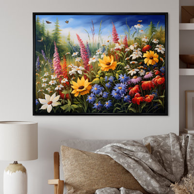 Bouquet de fleurs sauvages colorées, reproduction sur toile