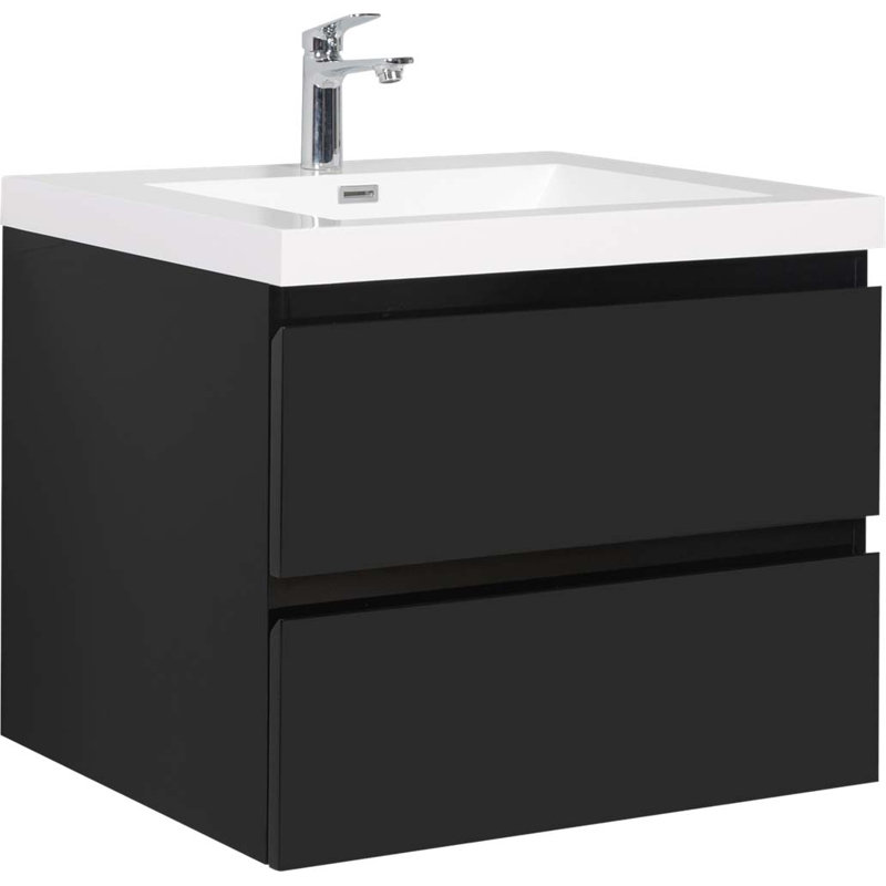 Armoire de salle de bain murale flottante 30 po avec lavabo en résine, Blanc